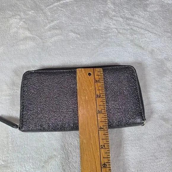 Halston Zip Around Wristlet Wallet Metallic Grey/Brown Zip Change/CC Pocket READ - Picture 7 of 7